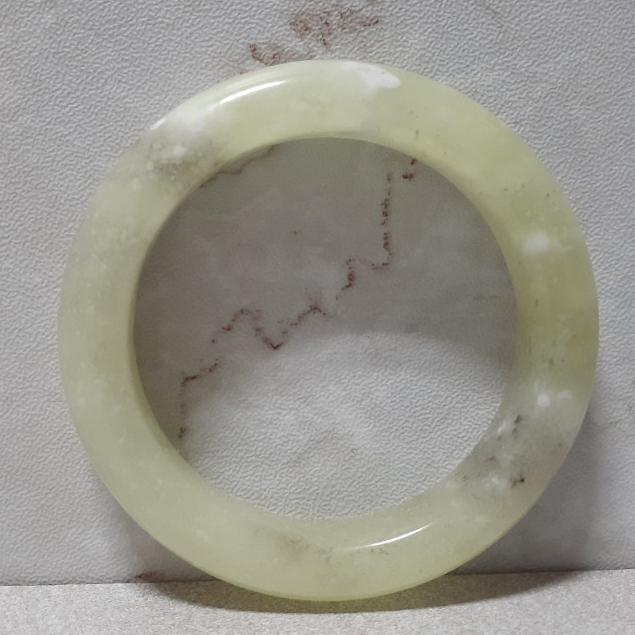 【三寶坊】天然岫玉手鐲 55圈口 湖中飄雪 遼陽花玉 平安鐲 小圈口手鐲 N230-細節圖6