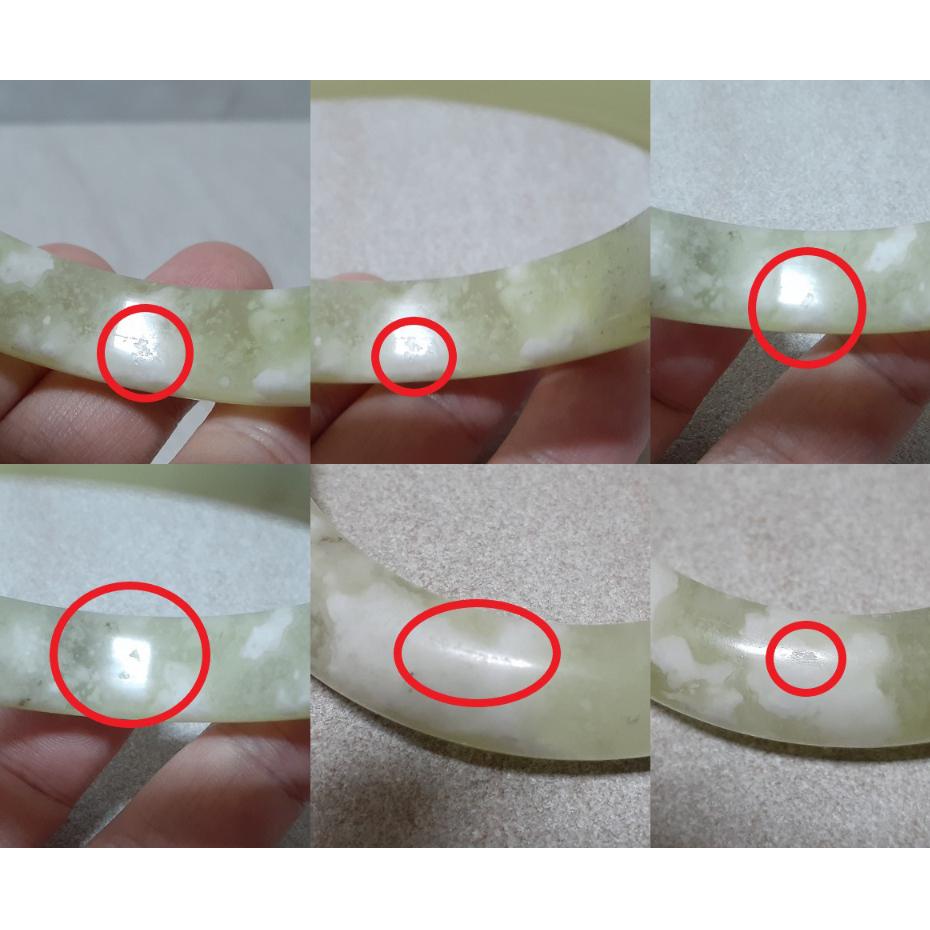 【三寶坊】天然岫玉手鐲 55圈口 湖中飄雪 遼陽花玉 平安鐲 小圈口手鐲 N230-細節圖7