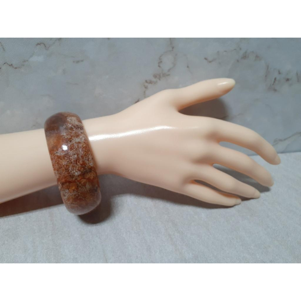 【三寶坊】天然珊瑚玉手鐲 56圈口 網花 蜘蛛網 紅色 寬鐲 手鐲小圈口 N220-細節圖9