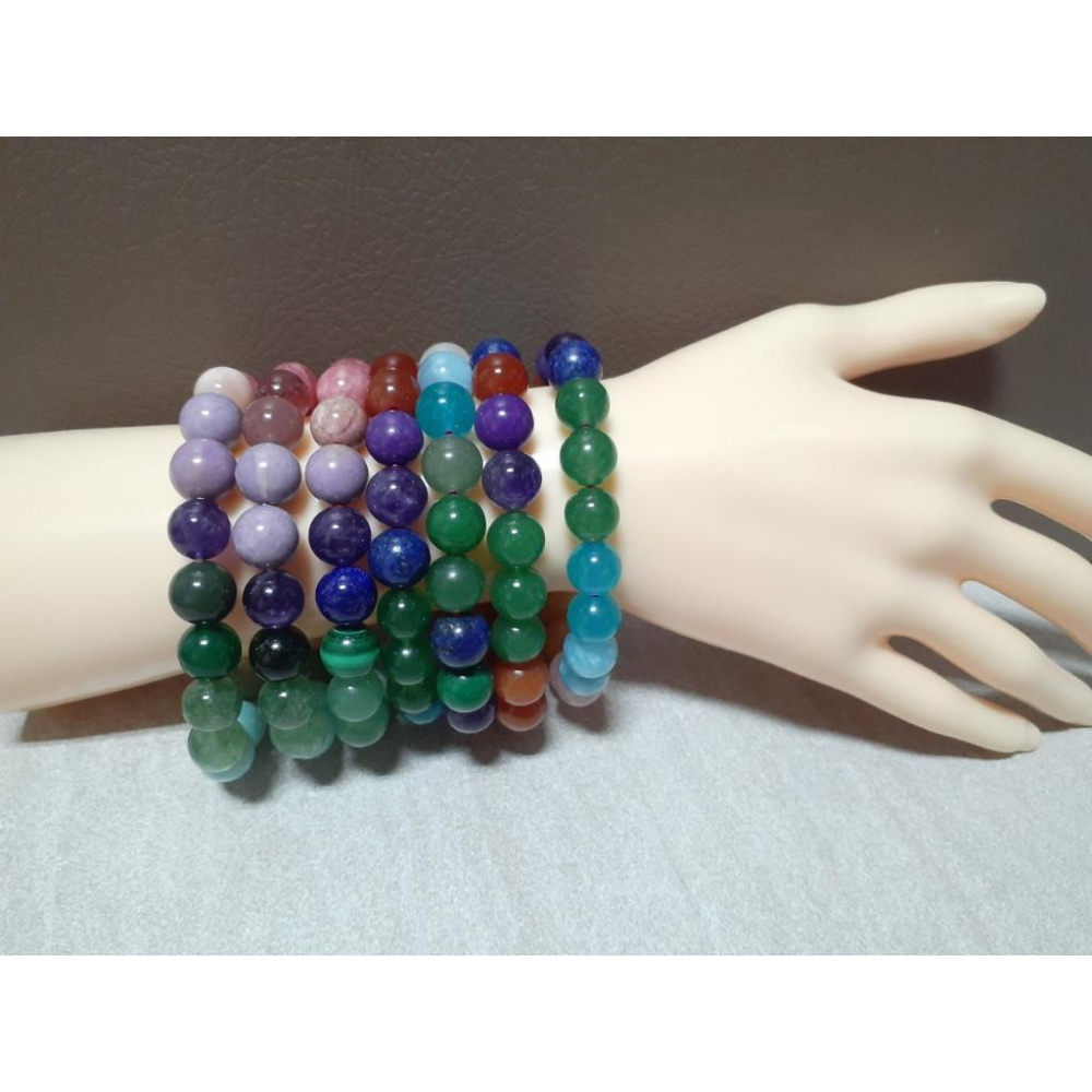 【三寶坊】多寶手串 10mm 手串/手珠/手鍊/手排/手環 天河石 草莓晶 紫水晶-細節圖2