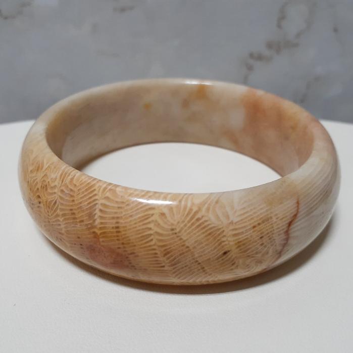 【三寶坊】天然珊瑚玉手鐲 59圈口 腦紋 寬鐲 手鐲大圈口 N314-細節圖5