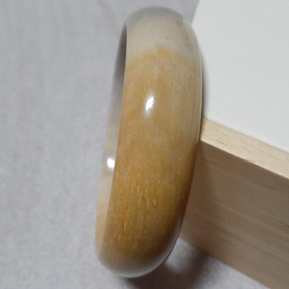 【三寶坊】天然珊瑚玉手鐲 59圈口 羽毛藻 黃灰 平安鐲 手鐲大圈口 N262-細節圖4