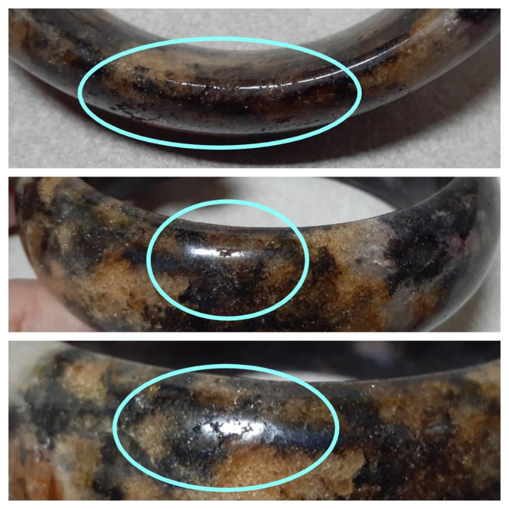 【三寶坊】天然櫻花雨手鐲 64圈口 黑櫻花 薔薇輝手鐲 玫瑰石 寬鐲 手鐲大圈口 N362-細節圖6