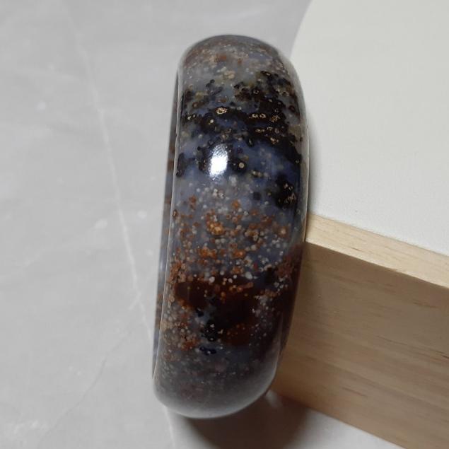 【三寶坊】天然星空瑪瑙手鐲 62圈口 藍紫 寬鐲 瑪瑙手鐲大圈口 N399-細節圖3