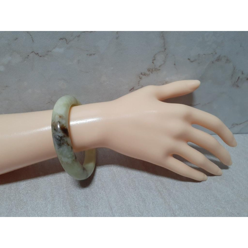 【三寶坊】天然岫玉手鐲 57圈口 平安鐲 大圈口手鐲 N229-細節圖8