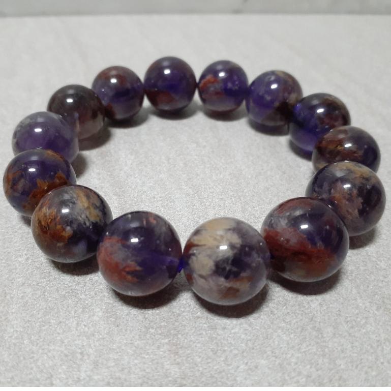 【三寶坊】天然紫幽靈 14mm NG福利價 手串/手珠/手鍊/手環-細節圖2
