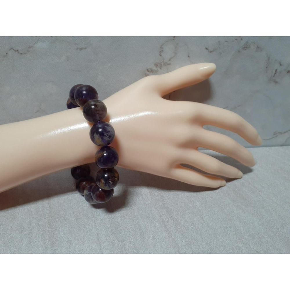 【三寶坊】天然紫幽靈 14mm NG福利價 手串/手珠/手鍊/手環-細節圖7