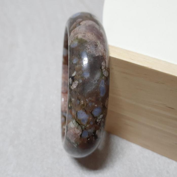 【三寶坊】天然成為之石手鐲 54圈口 長石/澳寶/藍銅礦/雲母共生 平安鐲 手鐲小圈口 N266 長石手鐲-細節圖2