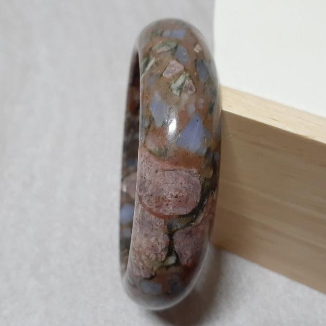 【三寶坊】天然成為之石手鐲 54圈口 長石/澳寶/藍銅礦/雲母共生 平安鐲 手鐲小圈口 N266 長石手鐲-細節圖3