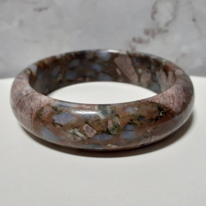 【三寶坊】天然成為之石手鐲 54圈口 長石/澳寶/藍銅礦/雲母共生 平安鐲 手鐲小圈口 N266 長石手鐲-細節圖5