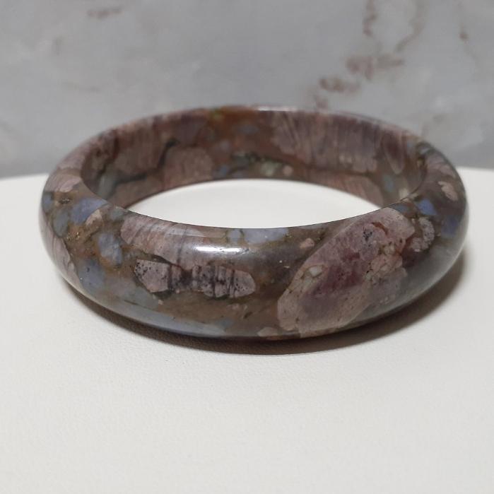 【三寶坊】天然成為之石手鐲 54圈口 長石/澳寶/藍銅礦/雲母共生 平安鐲 手鐲小圈口 N266 長石手鐲-細節圖6