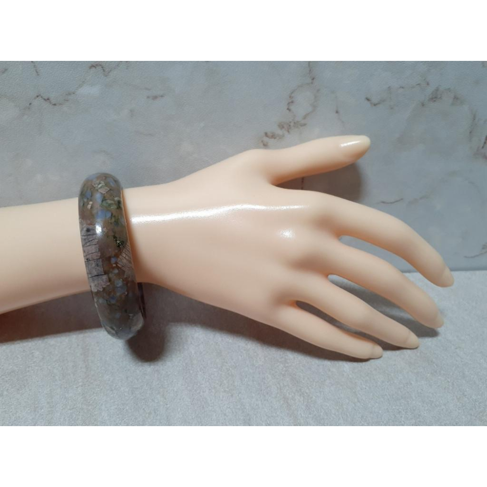 【三寶坊】天然成為之石手鐲 54圈口 長石/澳寶/藍銅礦/雲母共生 平安鐲 手鐲小圈口 N266 長石手鐲-細節圖7