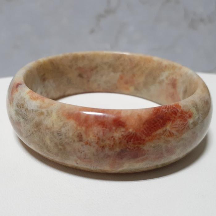【三寶坊】天然珊瑚玉手鐲 56圈口 蟲紋 腦紋 平安鐲 手鐲小圈口 N217-細節圖5