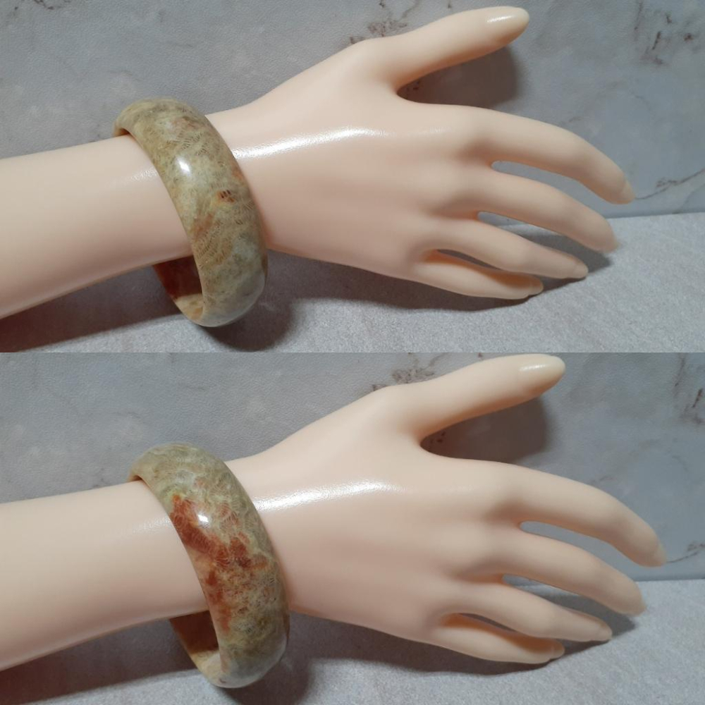 【三寶坊】天然珊瑚玉手鐲 56圈口 蟲紋 腦紋 平安鐲 手鐲小圈口 N217-細節圖9