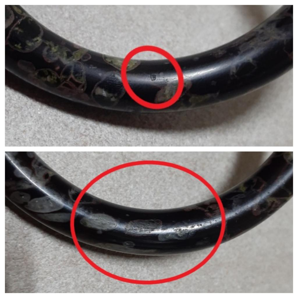 【三寶坊】天然梅花玉手鐲 61圈口 圓條 手鐲大圈口 N275 長壽石-細節圖8