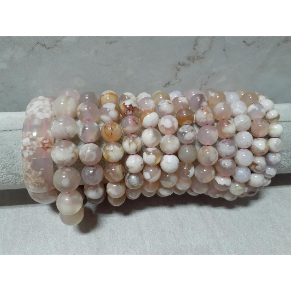 【三寶坊】天然櫻花瑪瑙 瑪瑙 手串/手珠/手鍊/手排/手環 水晶-細節圖3