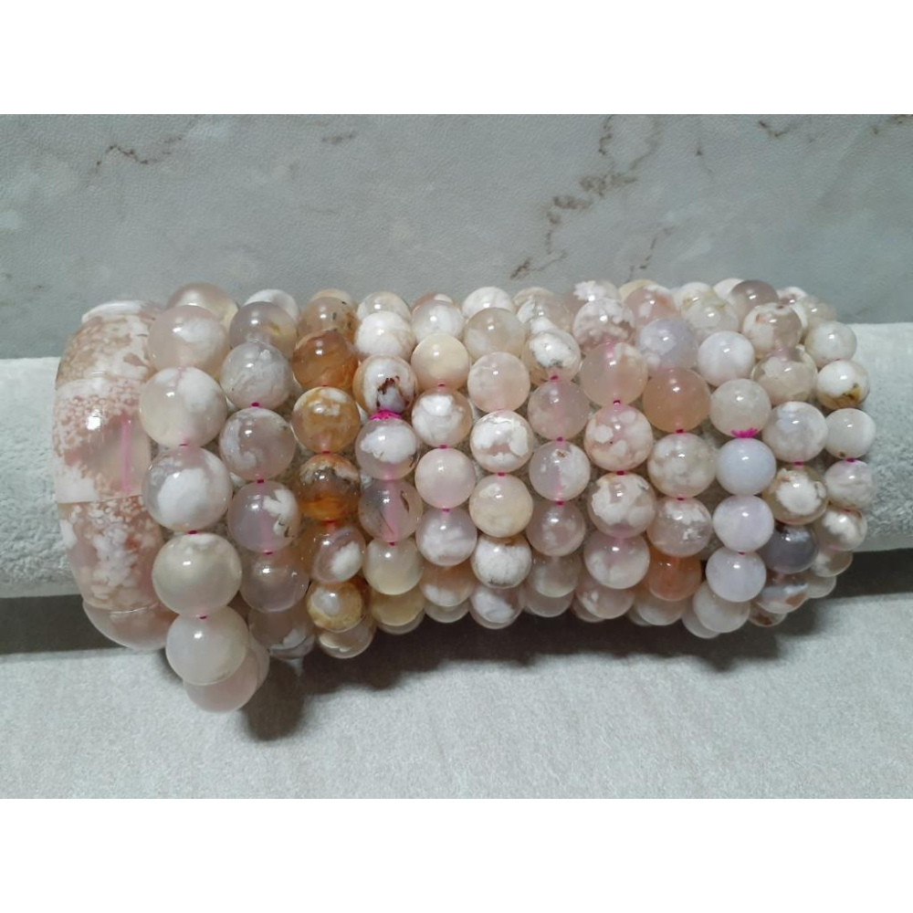 【三寶坊】天然櫻花瑪瑙 瑪瑙 手串/手珠/手鍊/手排/手環 水晶-細節圖4
