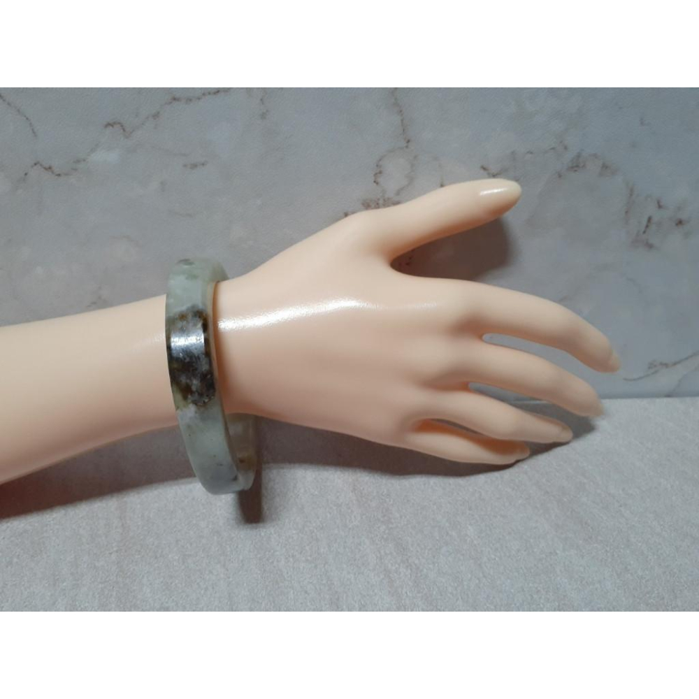 【三寶坊】天然岫玉手鐲 57圈口 方鐲 大圈口手鐲 N238-細節圖9