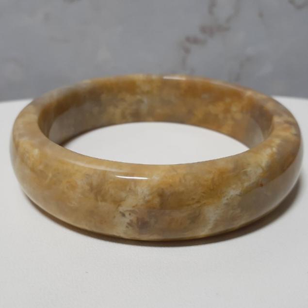 【三寶坊】天然珊瑚玉手鐲 56圈口 大花 黃色 平安鐲 宮廷鐲 手鐲大圈口 N219-細節圖6