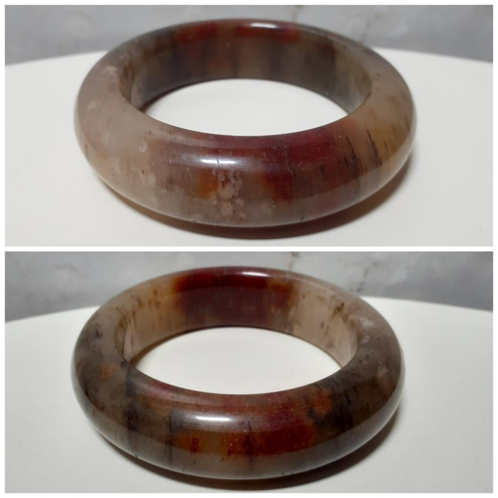 【三寶坊】天然佘太翠手鐲 54圈口 佘太踏雪尋梅 平安鐲 手鐲小圈口 N309-細節圖6