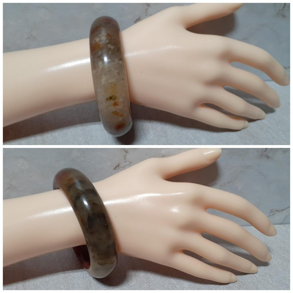 【三寶坊】天然佘太翠手鐲 54圈口 佘太踏雪尋梅 平安鐲 手鐲小圈口 N309-細節圖9