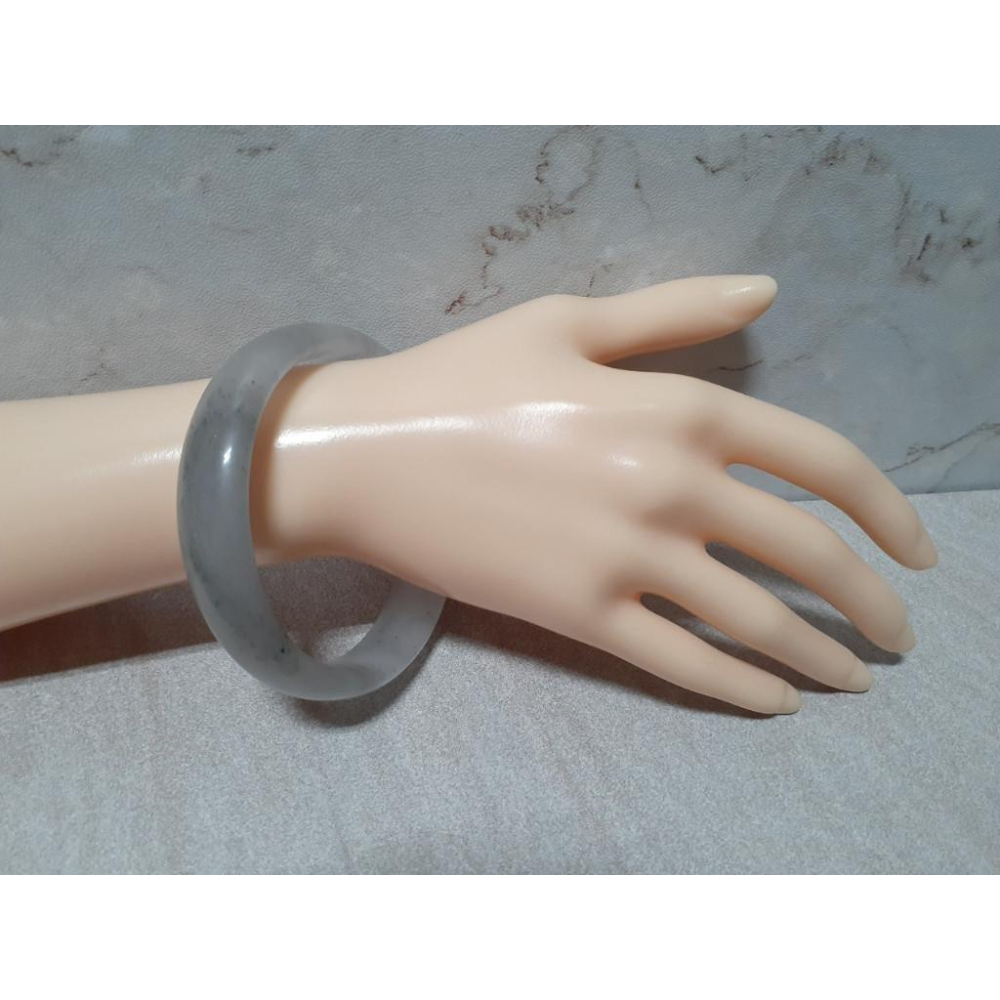 【三寶坊】天然佘太翠手鐲 62圈口 佘太煙灰 平安鐲 手鐲大圈口 N222 宮廷鐲-細節圖7