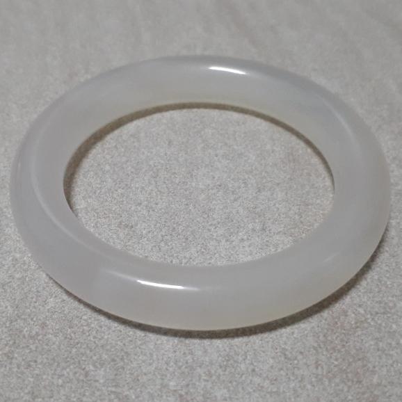 【三寶坊】天然白玉髓手鐲 51圈口 圓條 瑪瑙手鐲小圈口 N329-細節圖2