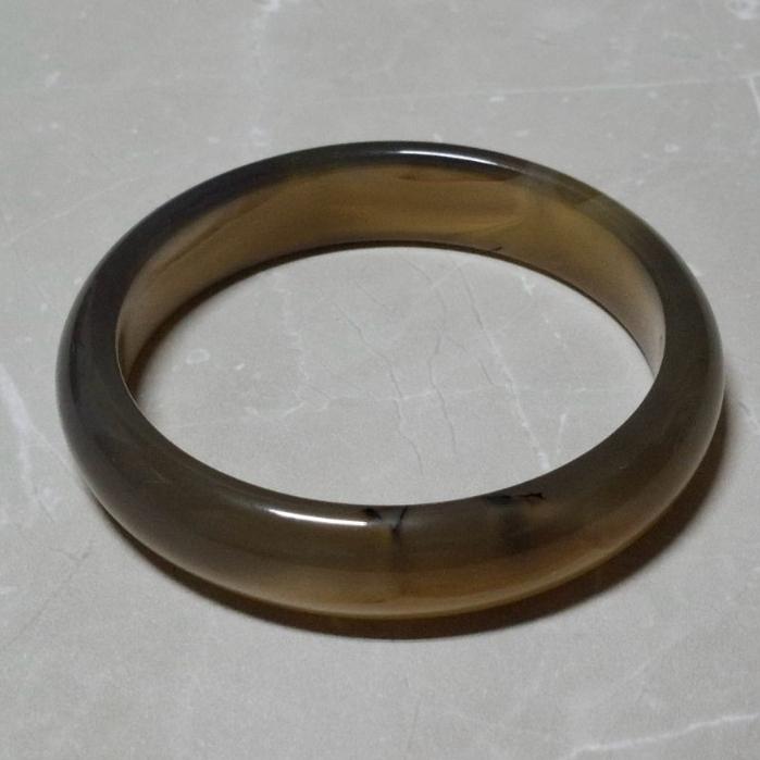 【三寶坊】天然黃玉髓手鐲 62圈口 茶色玉髓 平安鐲 黃瑪瑙手鐲大圈口 N543-細節圖2