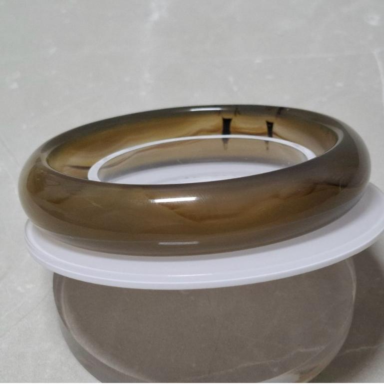 【三寶坊】天然黃玉髓手鐲 62圈口 茶色玉髓 平安鐲 黃瑪瑙手鐲大圈口 N543-細節圖6