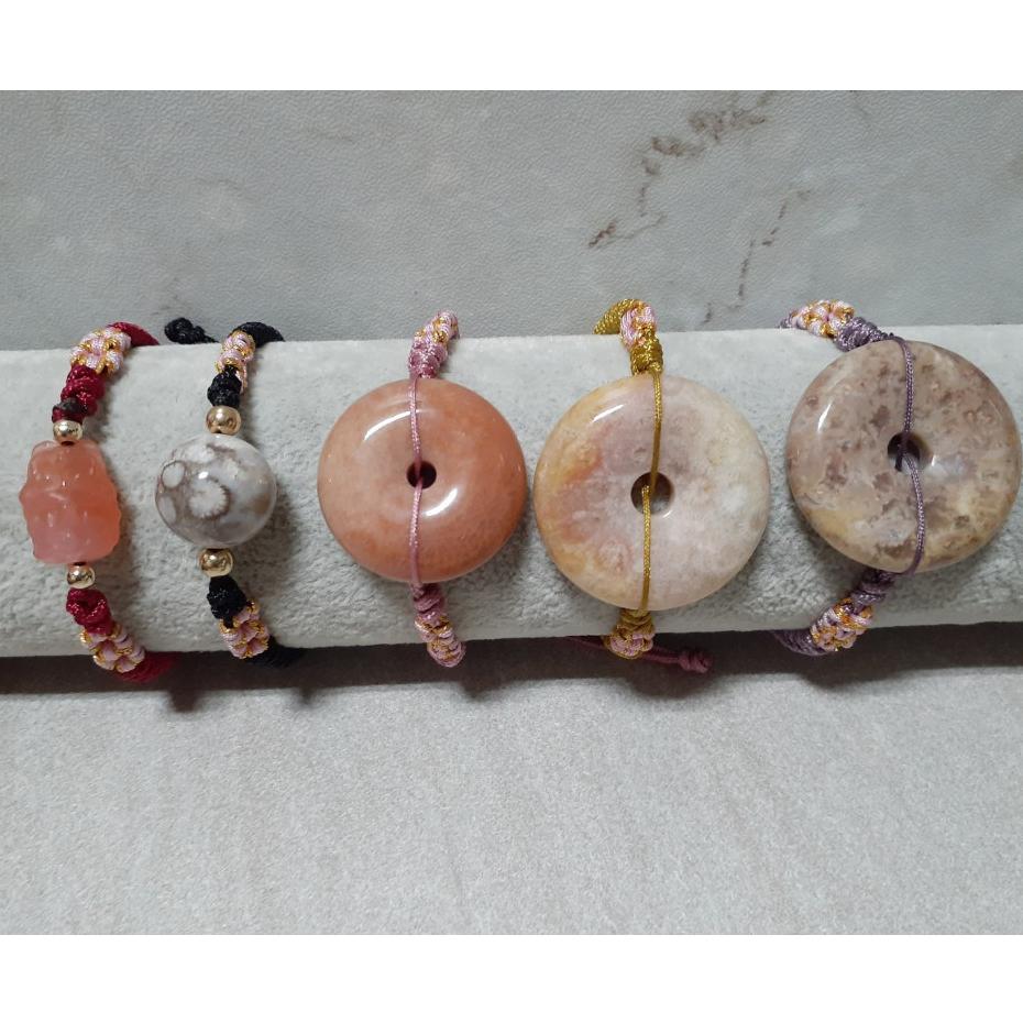 【三寶坊】珊瑚玉手繩 鹽源瑪瑙手繩 運轉珠手鍊 平安扣編織手鍊 編織手繩 DP1-DP5-細節圖3