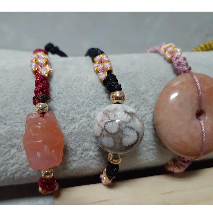 【三寶坊】珊瑚玉手繩 鹽源瑪瑙手繩 運轉珠手鍊 平安扣編織手鍊 編織手繩 DP1-DP5-細節圖5