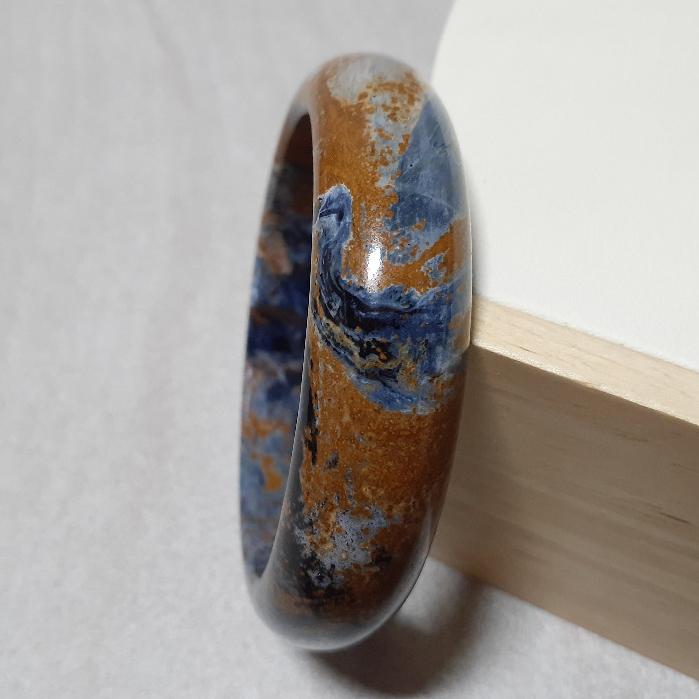 【三寶坊】天然彼得石手鐲 60圈口 納米比亞牛仔藍彼得石 平安鐲 手鐲大圈口 N347-細節圖2