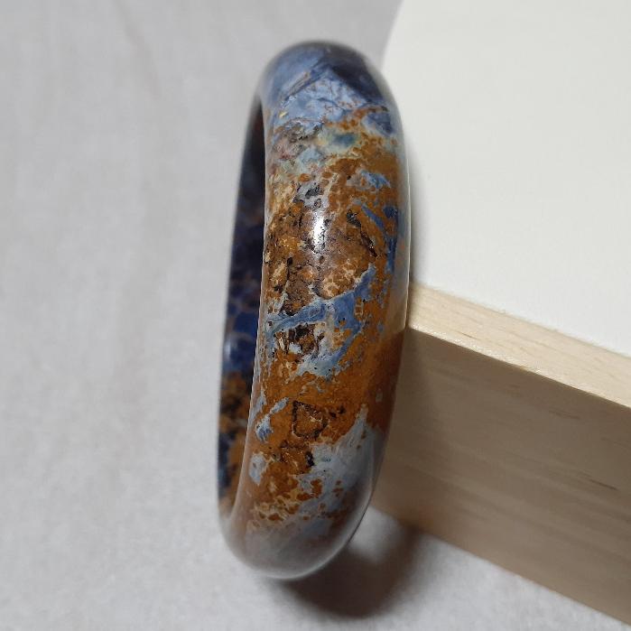 【三寶坊】天然彼得石手鐲 60圈口 納米比亞牛仔藍彼得石 平安鐲 手鐲大圈口 N347-細節圖3