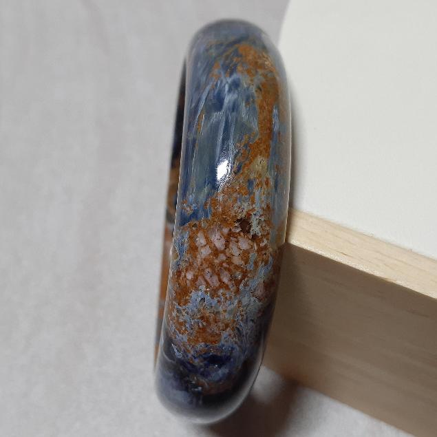 【三寶坊】天然彼得石手鐲 60圈口 納米比亞牛仔藍彼得石 平安鐲 手鐲大圈口 N347-細節圖4