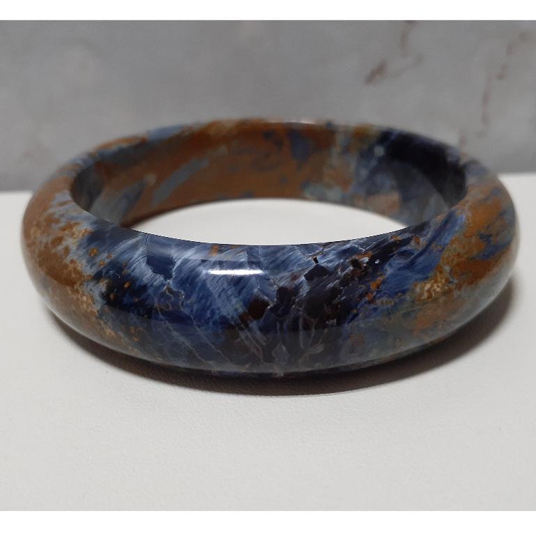 【三寶坊】天然彼得石手鐲 60圈口 納米比亞牛仔藍彼得石 平安鐲 手鐲大圈口 N347-細節圖5