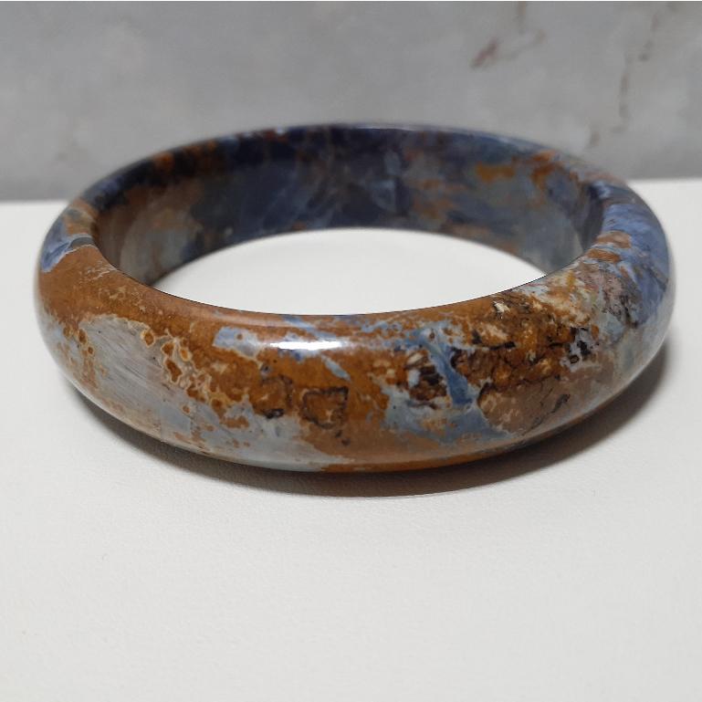 【三寶坊】天然彼得石手鐲 60圈口 納米比亞牛仔藍彼得石 平安鐲 手鐲大圈口 N347-細節圖6