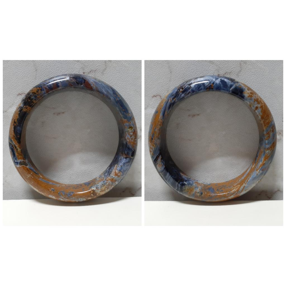 【三寶坊】天然彼得石手鐲 60圈口 納米比亞牛仔藍彼得石 平安鐲 手鐲大圈口 N347-細節圖7