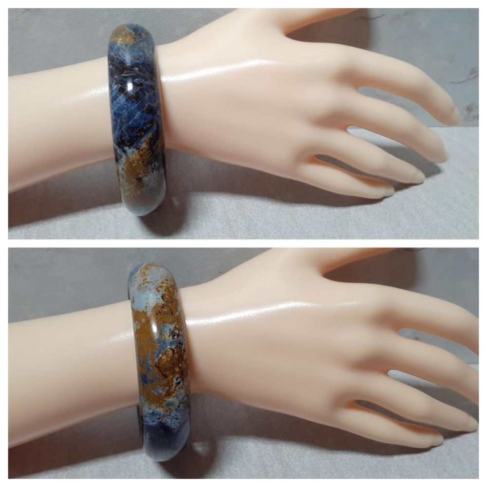 【三寶坊】天然彼得石手鐲 60圈口 納米比亞牛仔藍彼得石 平安鐲 手鐲大圈口 N347-細節圖9