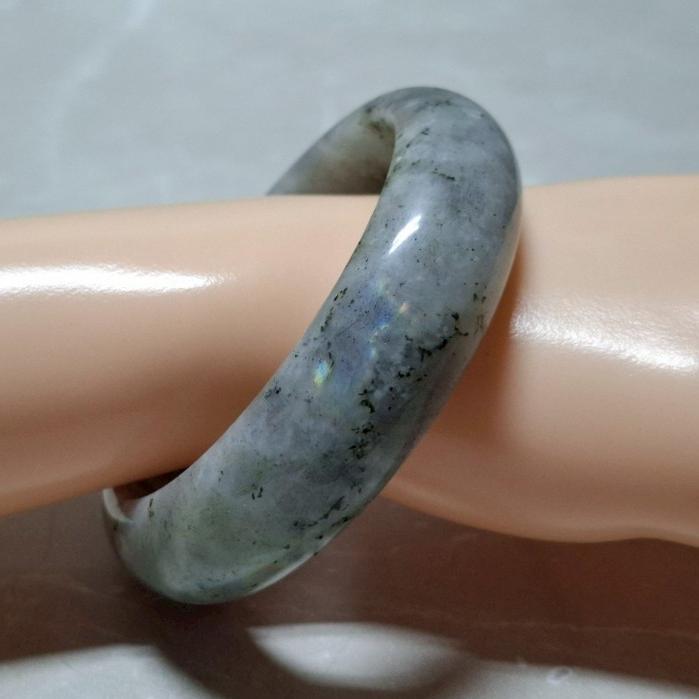 【三寶坊】天然拉長石手鐲 57圈口 平安鐲 灰月光手鐲大圈口 N545-細節圖8