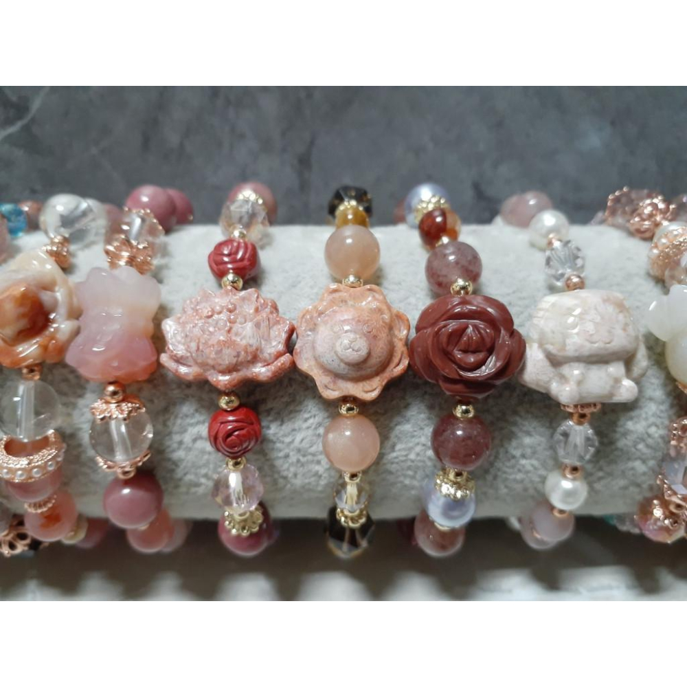 【三寶坊】天然珊瑚玉手串 阿拉善 手串/手珠/手鍊/手排/手環 設計款HA11~HA23 彈性線-細節圖2