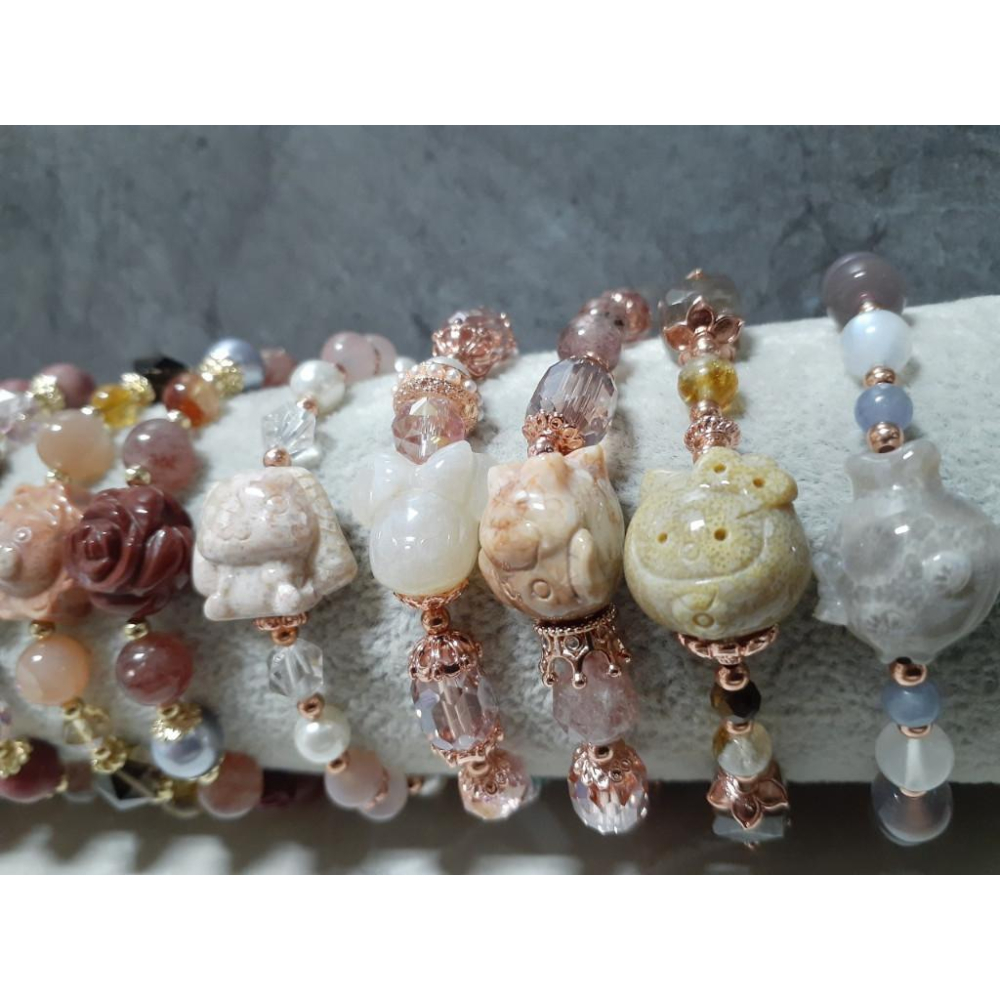 【三寶坊】天然珊瑚玉手串 阿拉善 手串/手珠/手鍊/手排/手環 設計款HA11~HA23 彈性線-細節圖3