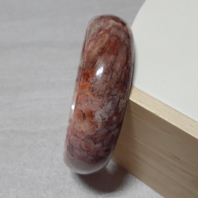 【三寶坊】天然珊瑚玉手鐲 58圈口 檸檬花 粉色 平安鐲 手鐲大圈口 N134-細節圖4