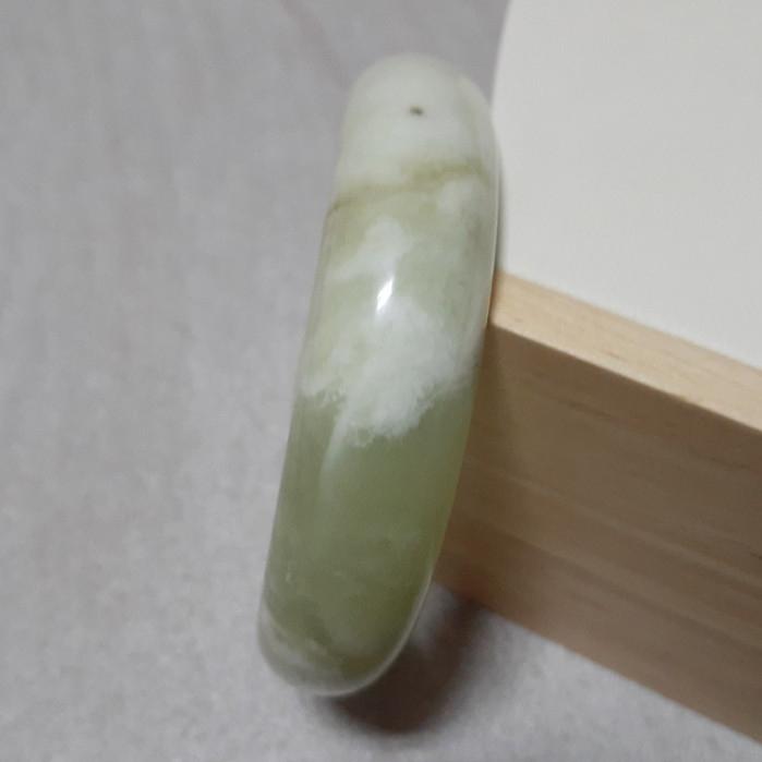 【三寶坊】天然岫玉手鐲 54圈口 青提奶蓋 平安鐲 小圈口手鐲 N231 甲翠 青堤奶蓋-細節圖4