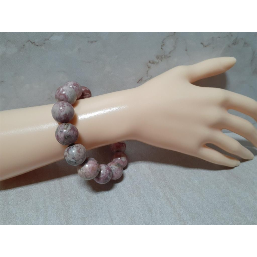 【三寶坊】天然薔薇輝石 14mm 手串/手珠/手鍊/手環 薔薇石 玫瑰石-細節圖4