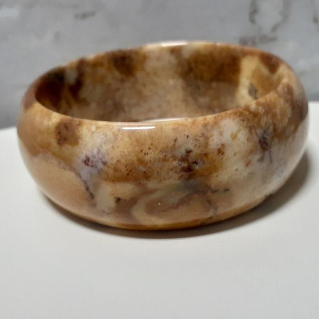 【三寶坊】天然珊瑚玉手鐲 58圈口 雛菊 黃咖 寬鐲 手鐲大圈口 N253 輪胎鐲-細節圖6