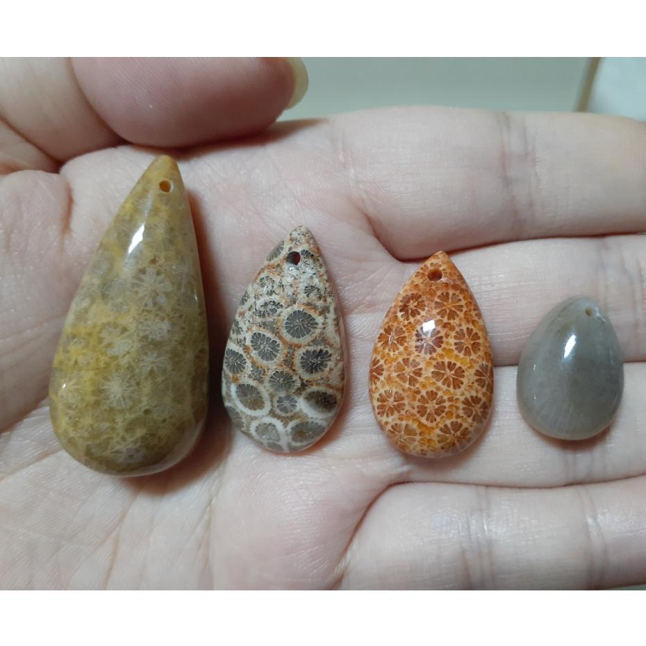 【三寶坊】天然珊瑚玉 吊墜 水滴型 特色系 人魚的眼淚 無事牌 菊花石 珊瑚玉吊墜 W1-W4-細節圖3