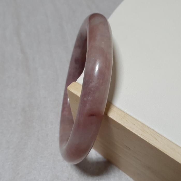 【三寶坊】天然金絲玉手鐲 62圈口 粉紫 微胖圓鐲 手鐲大圈口 N182-細節圖3