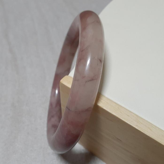 【三寶坊】天然金絲玉手鐲 62圈口 粉紫 微胖圓鐲 手鐲大圈口 N182-細節圖4