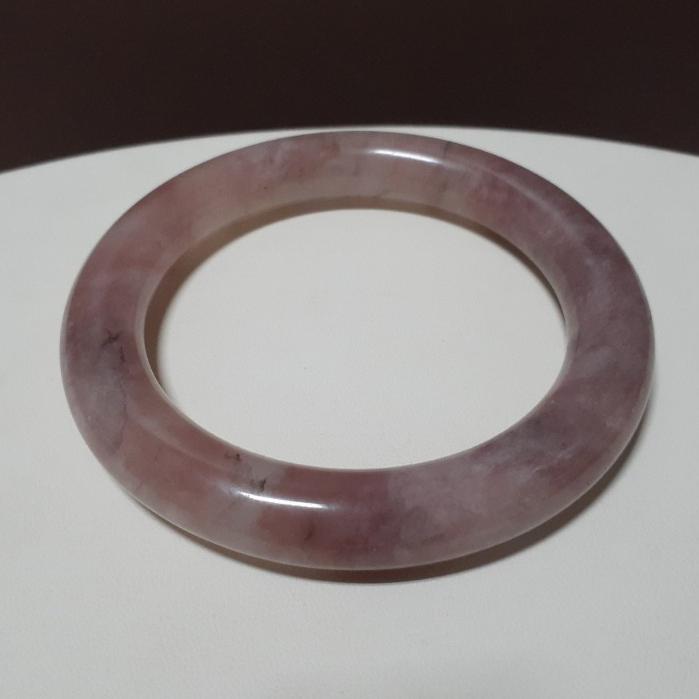 【三寶坊】天然金絲玉手鐲 62圈口 粉紫 微胖圓鐲 手鐲大圈口 N182-細節圖5