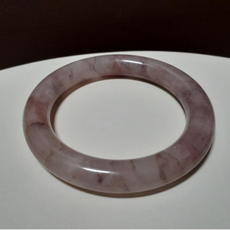 【三寶坊】天然金絲玉手鐲 62圈口 粉紫 微胖圓鐲 手鐲大圈口 N182-細節圖6